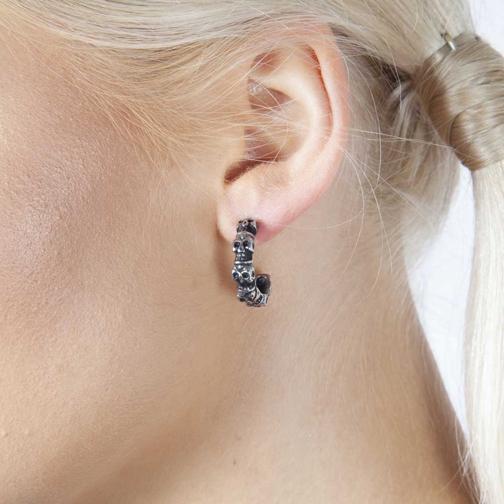 Jawbreaker - Skull hooped Earrings - Silver coloured